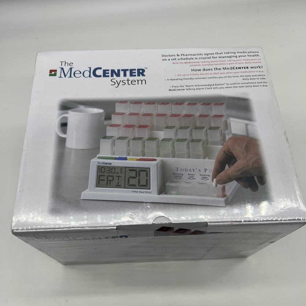 MedCenter System Original Monthly Medication Organizer w Easy Set Reminder
